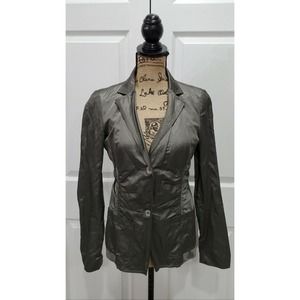 Michael Kors Charcoal Gray Metallic Liquid Lined Ruched Detail Blazer Size 4